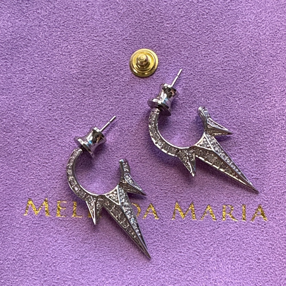 Melinda Maria Gabriella Pavé Triple Spike Earrings - Picture 3 of 5